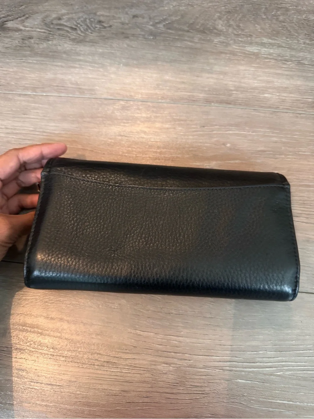 Tory Burch Black Leather Zip Card Wallet with Gold Hardware